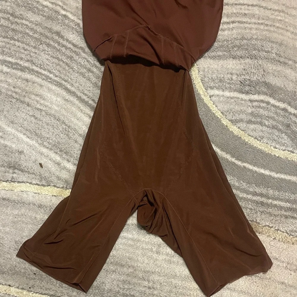 Popilush Chocolate Brown Shapewear Mermaid Maxi Dress Built-In Shaper Medium - Picture 5 of 7